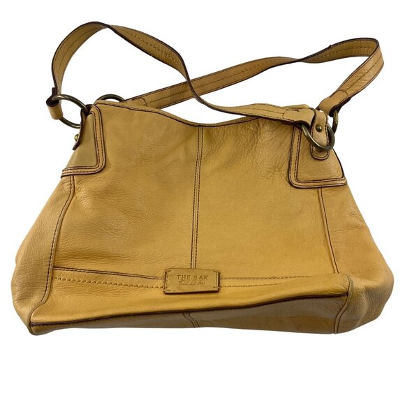 The Sak Leather Shoulder Bag Yellow Adjustable Strap - Picture 1 of 5